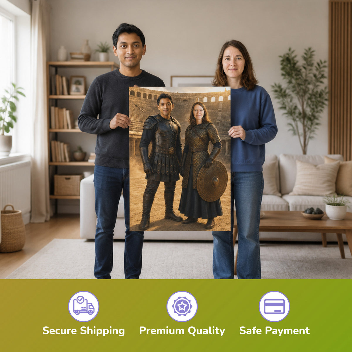 – Paar hält das gedruckte Poster