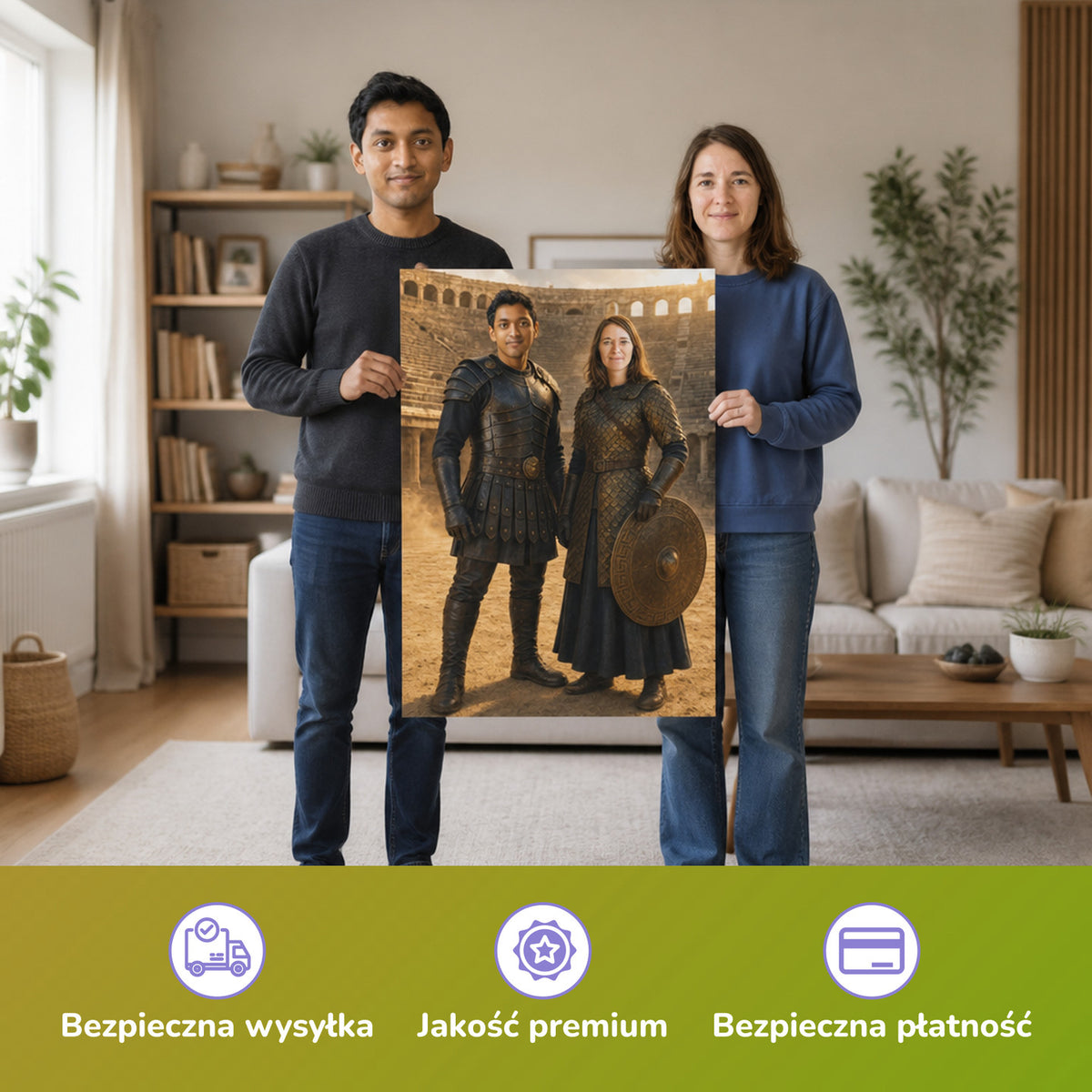 – Paar hält das gedruckte Poster
