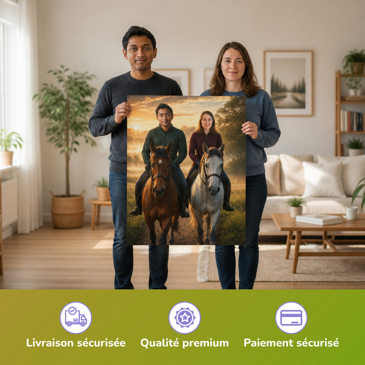 – Paar hält das gedruckte Poster