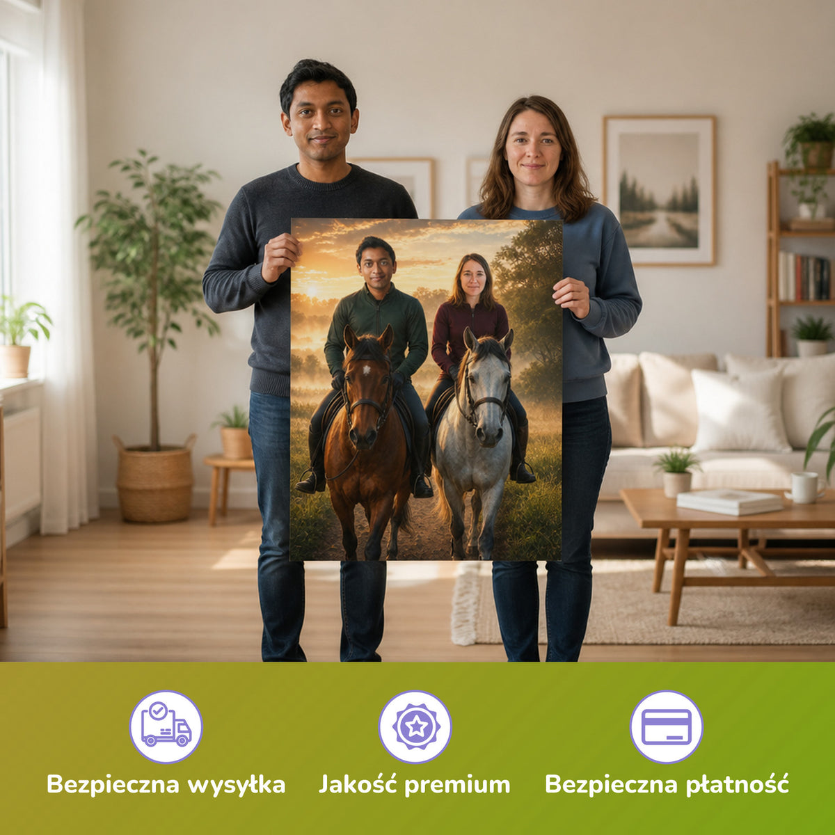 – Paar hält das gedruckte Poster