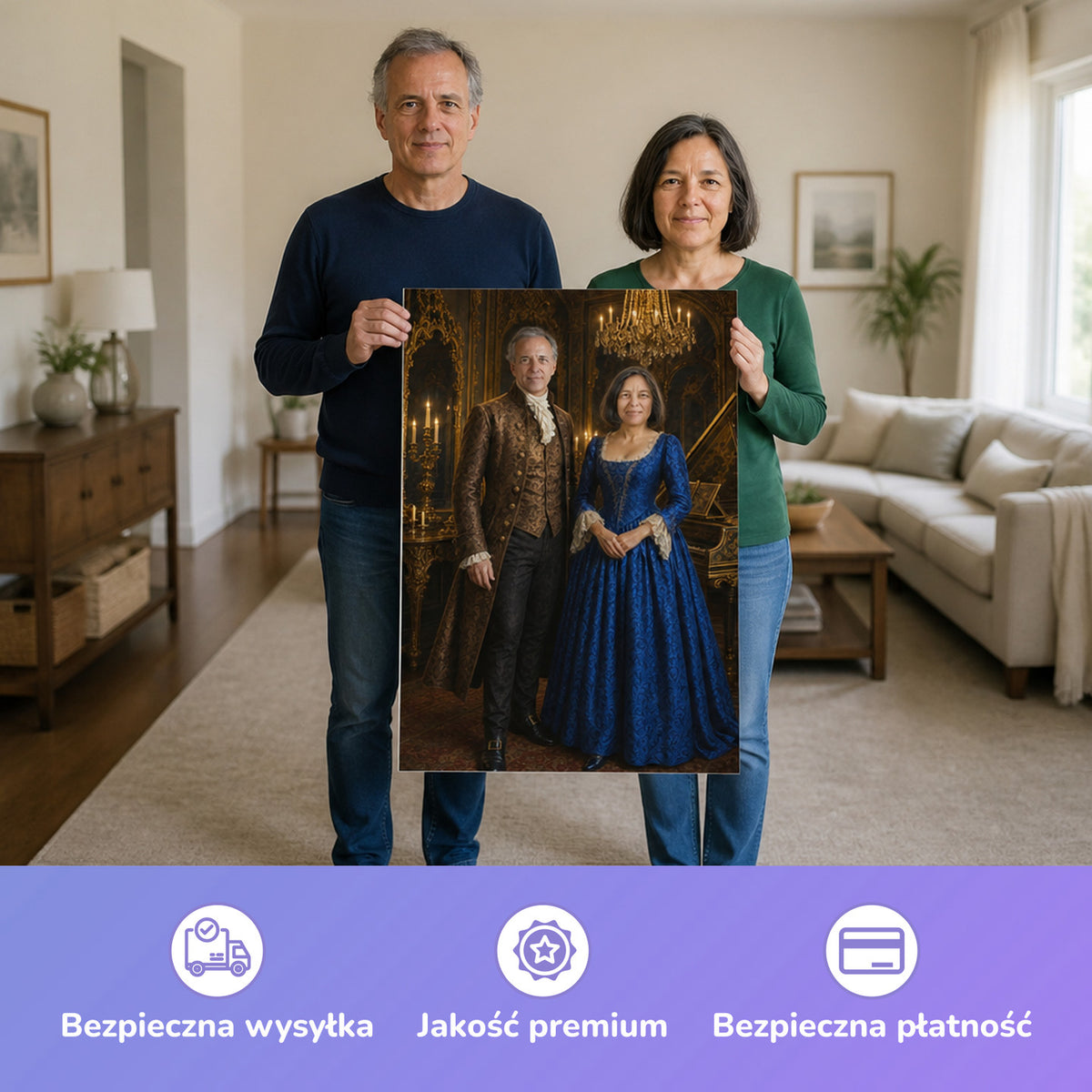 – Paar hält das gedruckte Poster