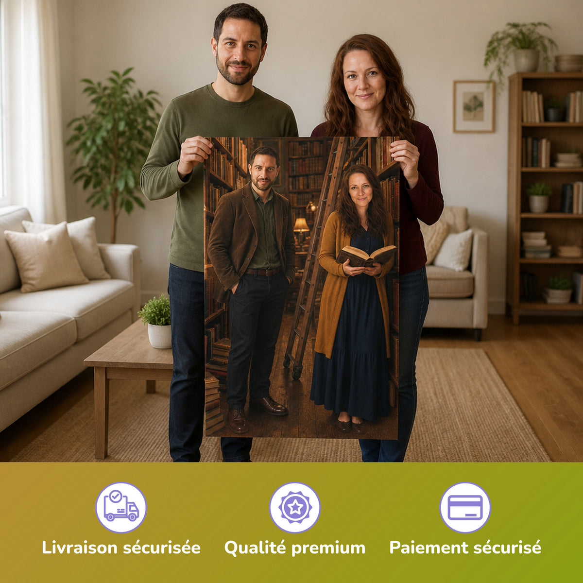 – Paar hält das gedruckte Poster