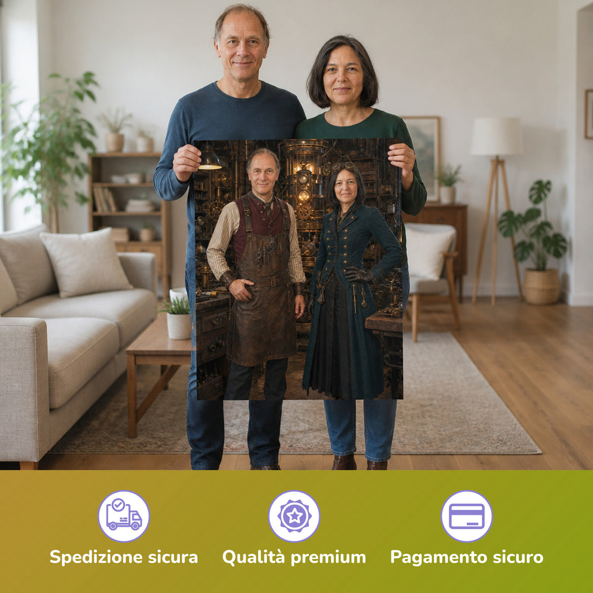 – Paar hält das gedruckte Poster