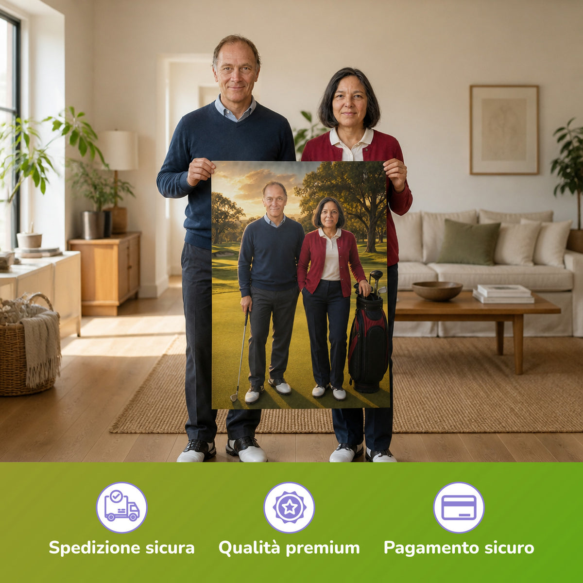 – Paar hält das gedruckte Poster