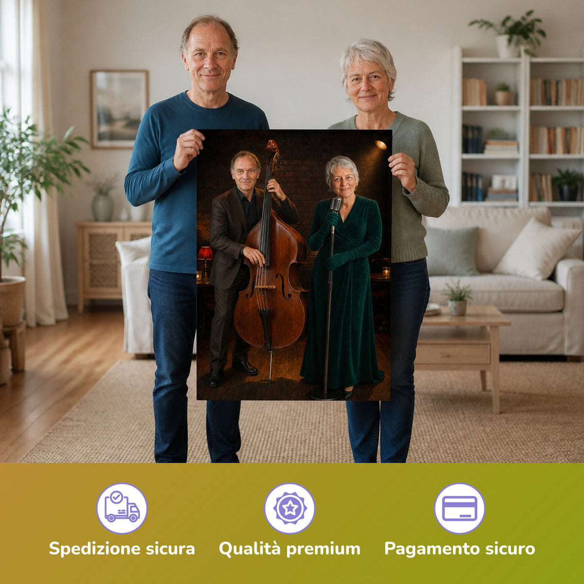 – Paar hält das gedruckte Poster