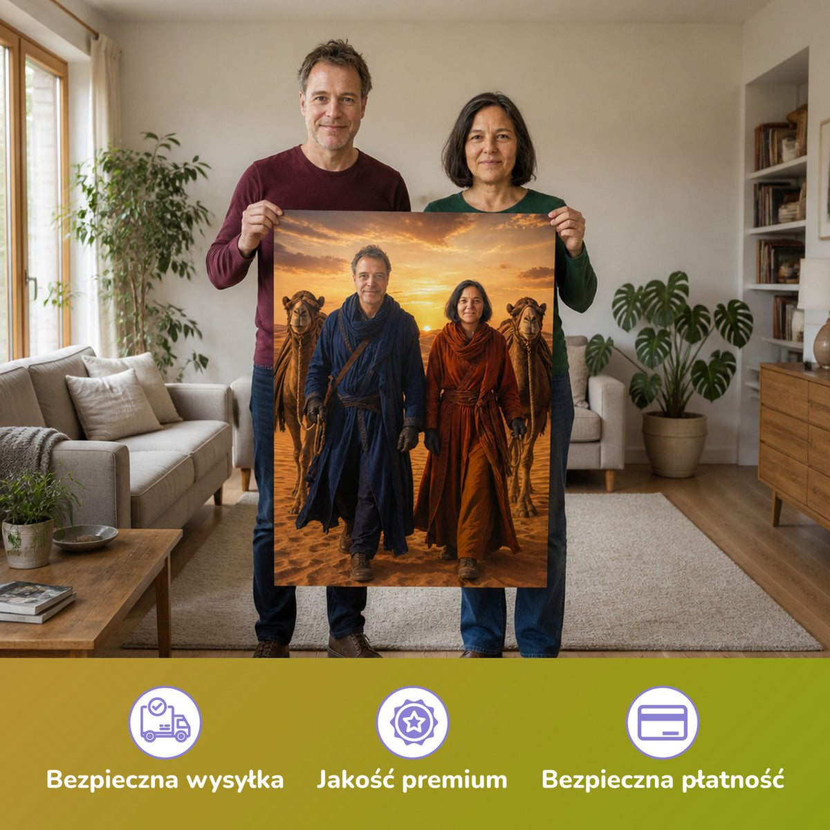 – Paar hält das gedruckte Poster