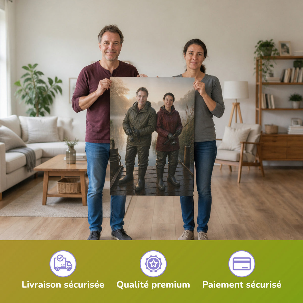 – Paar hält das gedruckte Poster