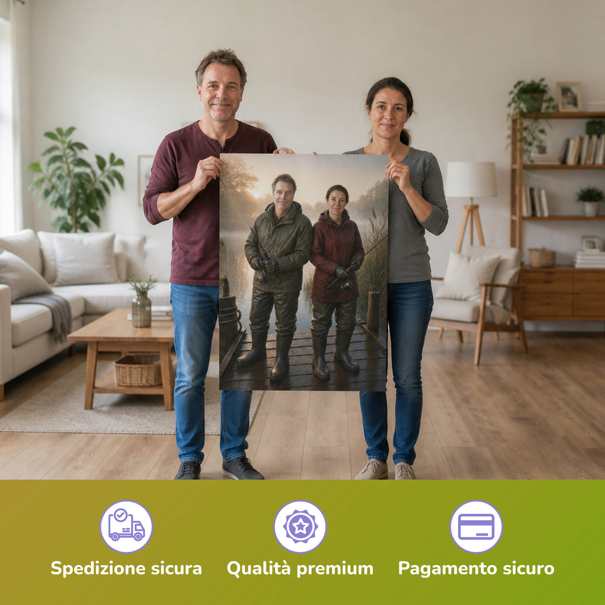 – Paar hält das gedruckte Poster