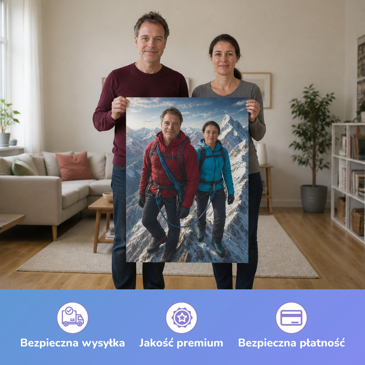 – Paar hält das gedruckte Poster