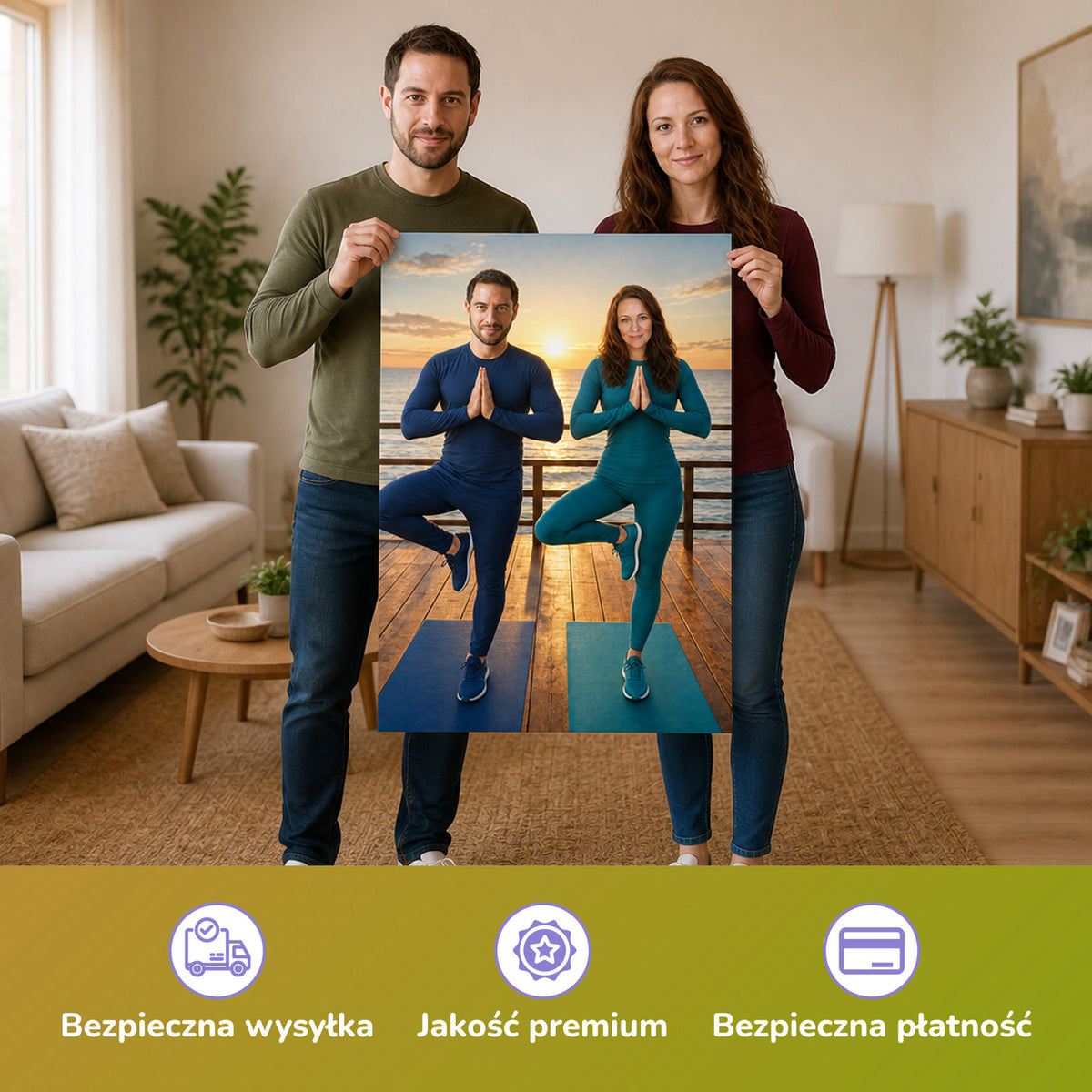 – Paar hält das gedruckte Poster
