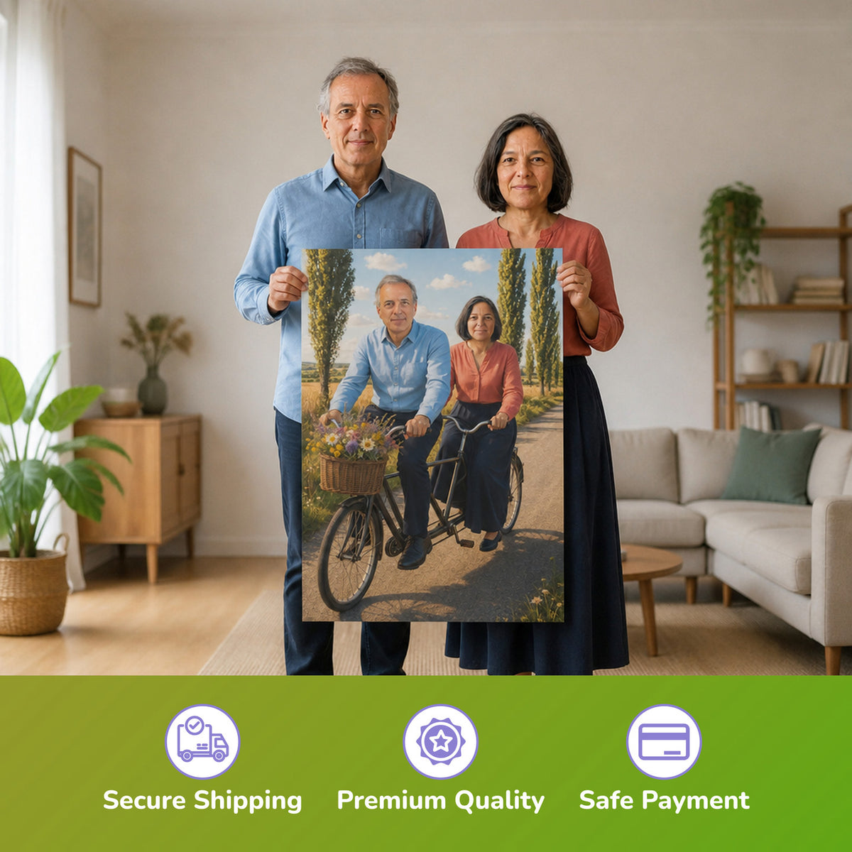 – Paar hält das gedruckte Poster