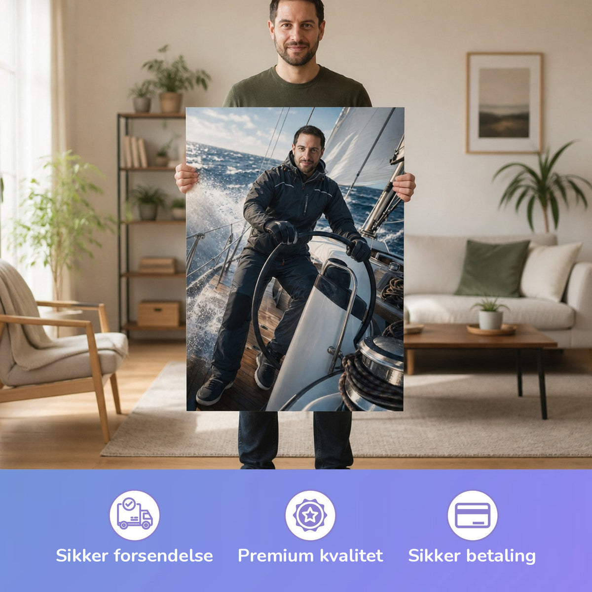 – Mann hält das gedruckte Poster