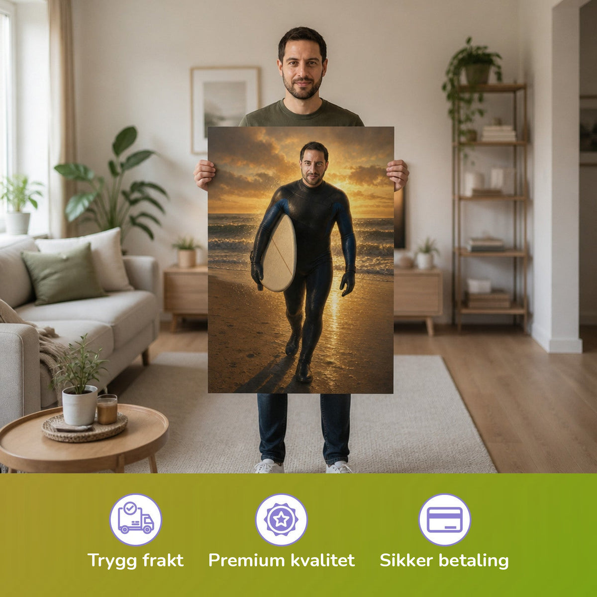 – Mann hält das gedruckte Poster