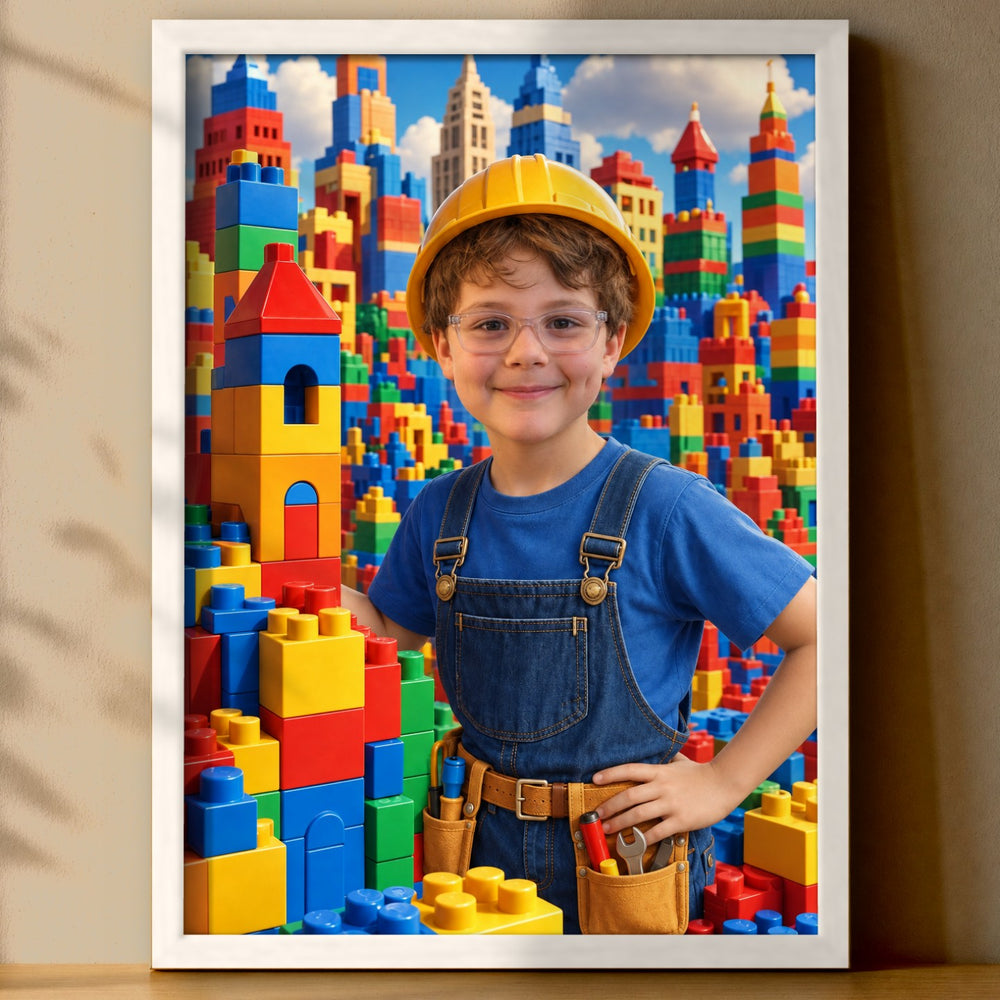 Baumeister der Klötzchen-Stadt – Poster an der Wand