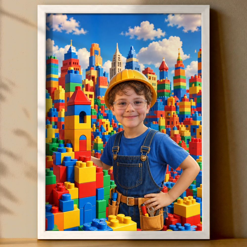Baumeister der Klötzchen-Stadt – Poster an der Wand