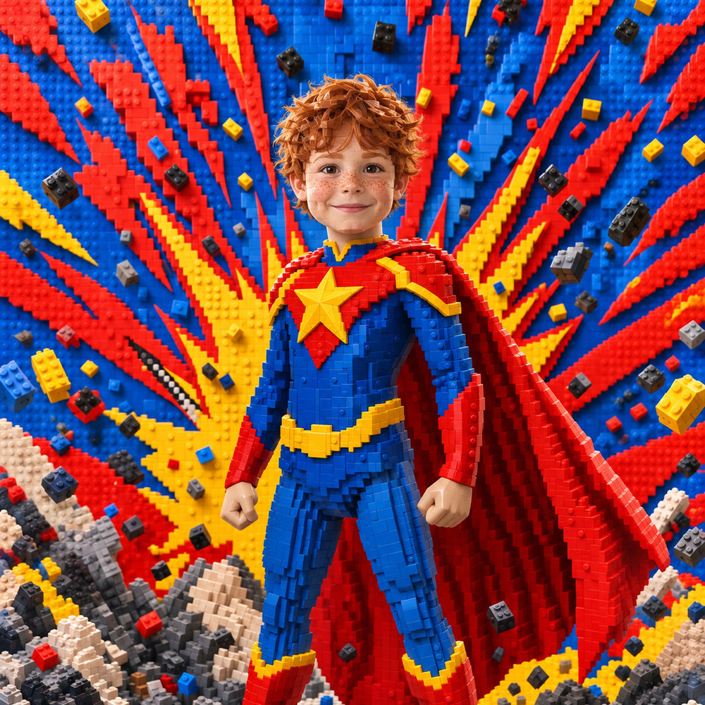 Comic-Superheld | Special-Edition "Baustein" – Poster