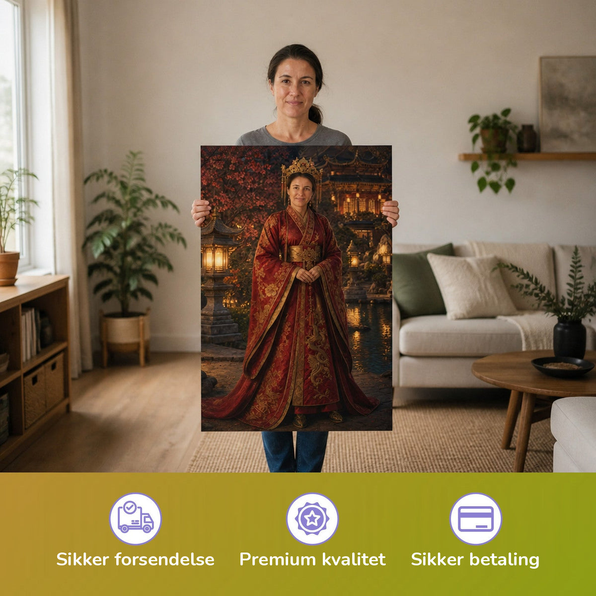 – Frau hält das gedruckte Poster