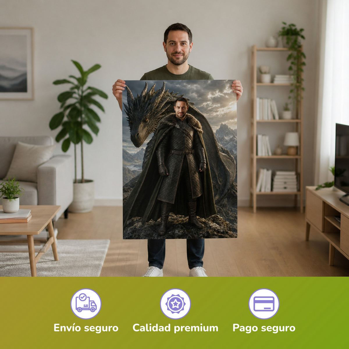 – Mann hält das gedruckte Poster