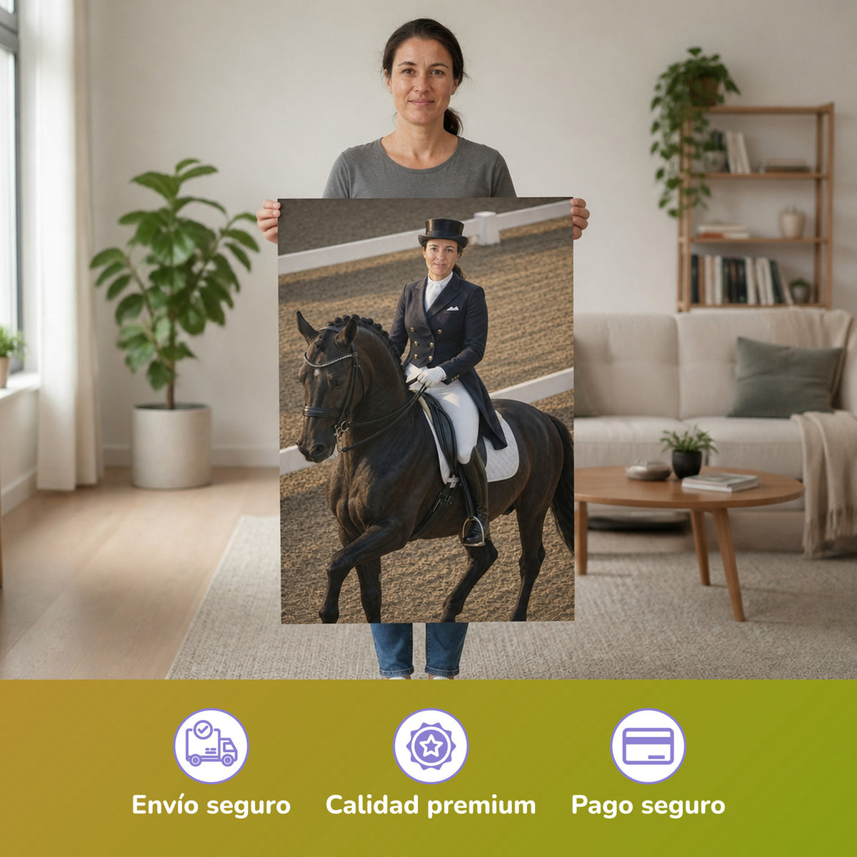 – Frau hält das gedruckte Poster