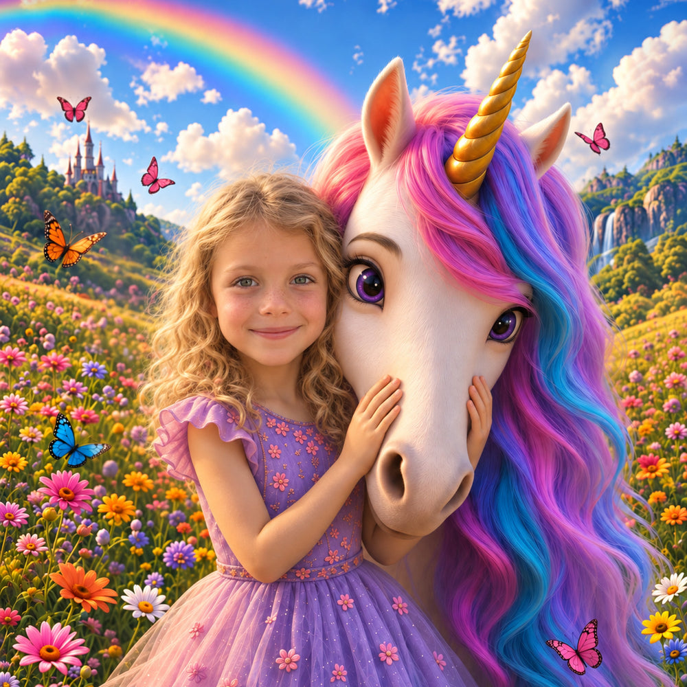 Einhorn am Regenbogen | Special-Edition "3D-Animation" – Poster