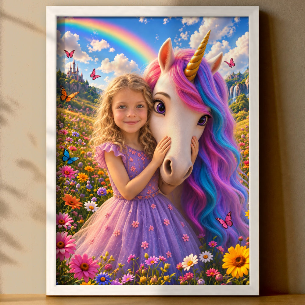 Einhorn am Regenbogen | Special-Edition "3D-Animation" – Poster an der Wand