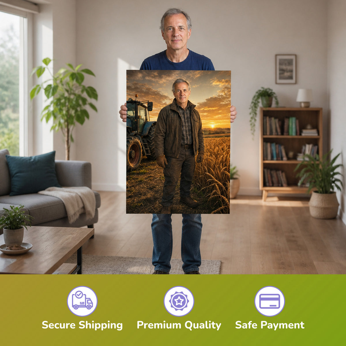 – Mann hält das gedruckte Poster
