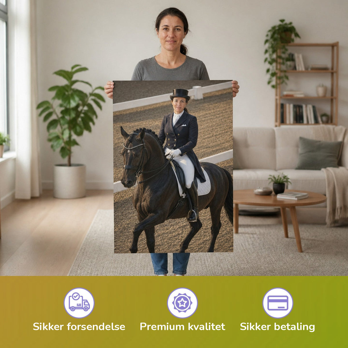 – Frau hält das gedruckte Poster
