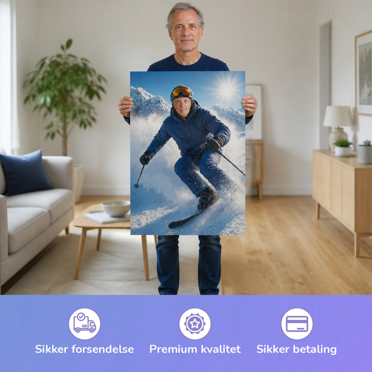 – Mann hält das gedruckte Poster