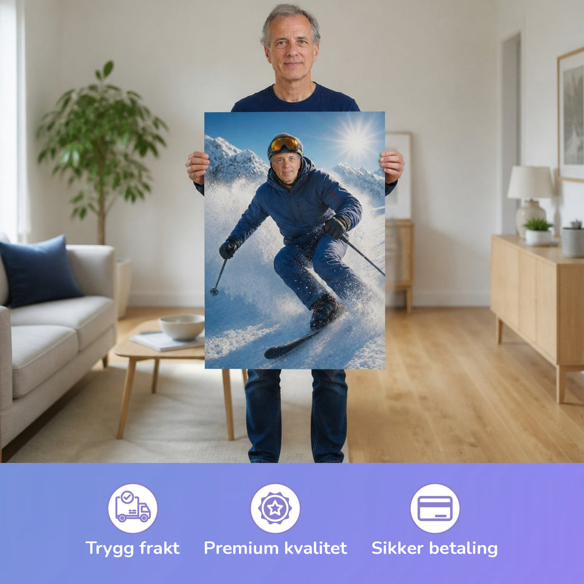 – Mann hält das gedruckte Poster