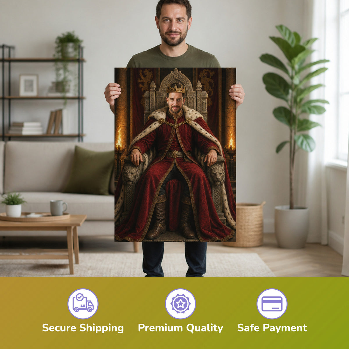 – Mann hält das gedruckte Poster