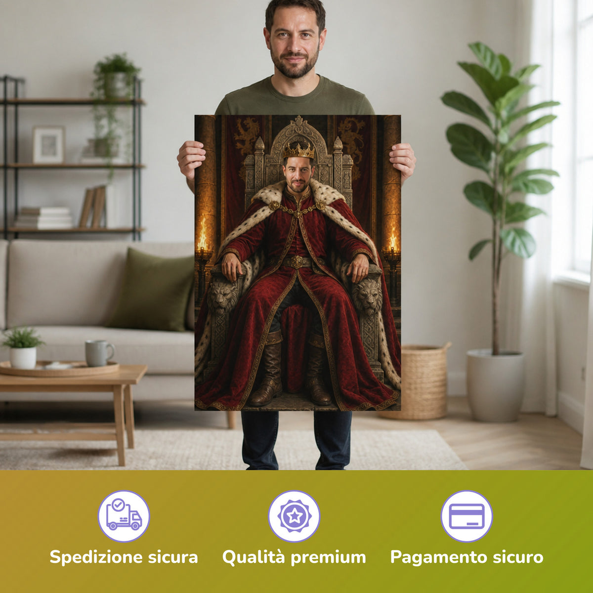 – Mann hält das gedruckte Poster