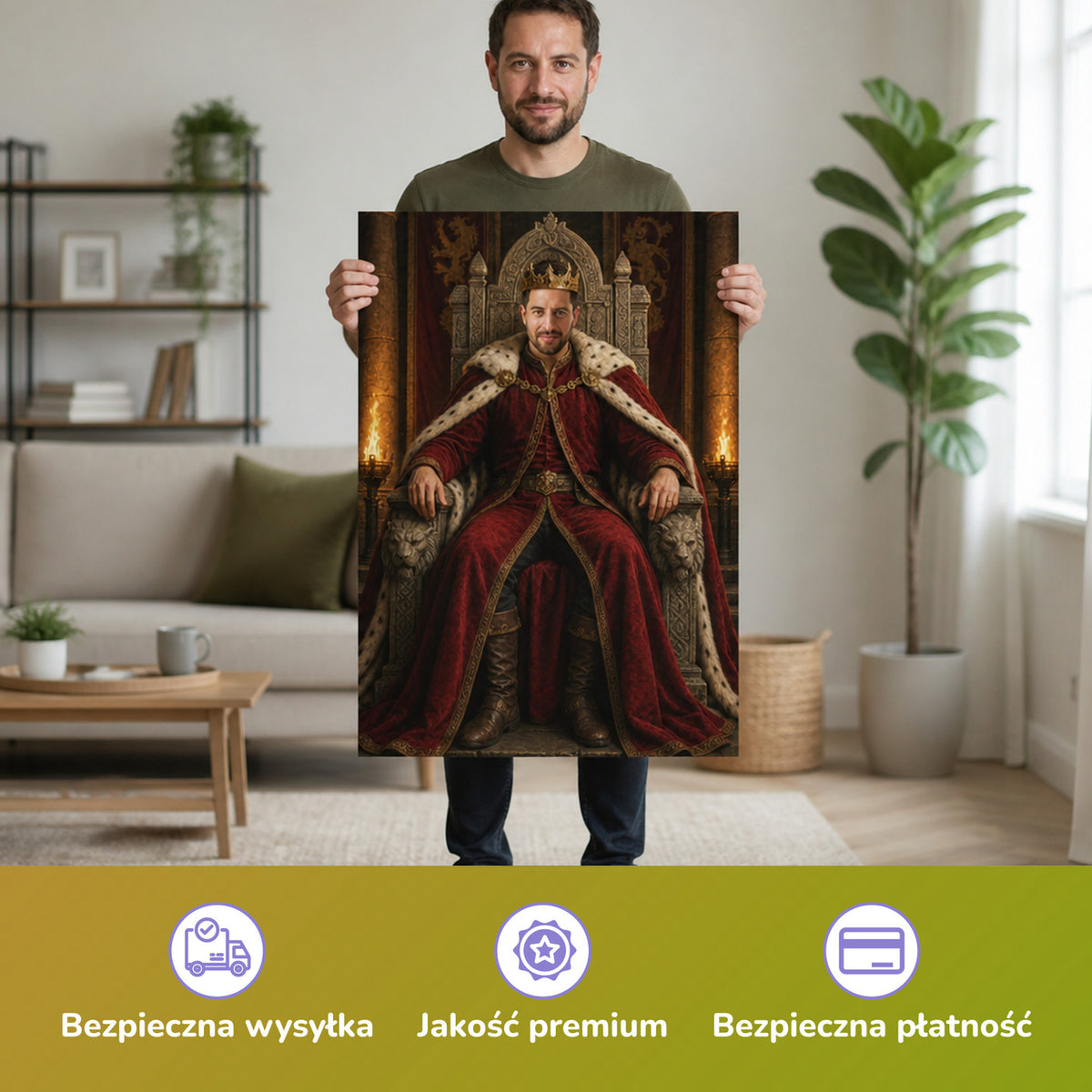 – Mann hält das gedruckte Poster