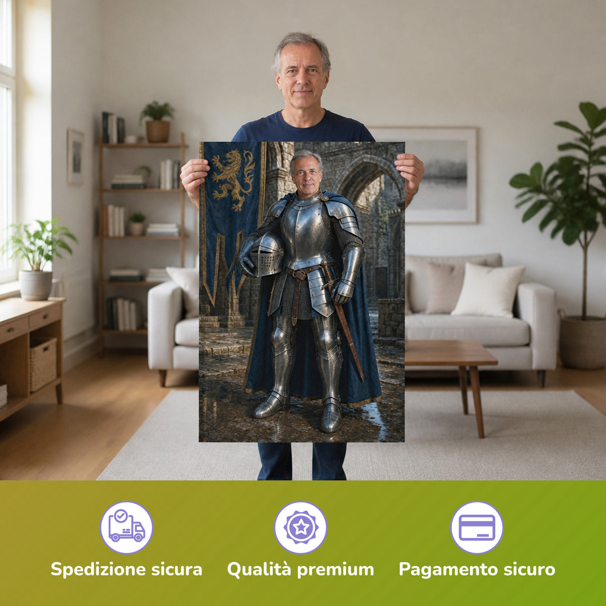 – Mann hält das gedruckte Poster