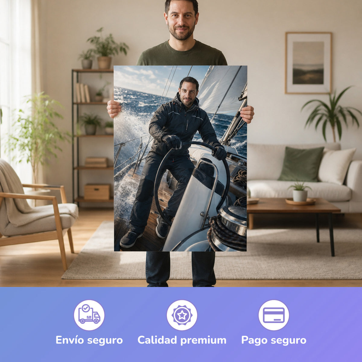 – Mann hält das gedruckte Poster