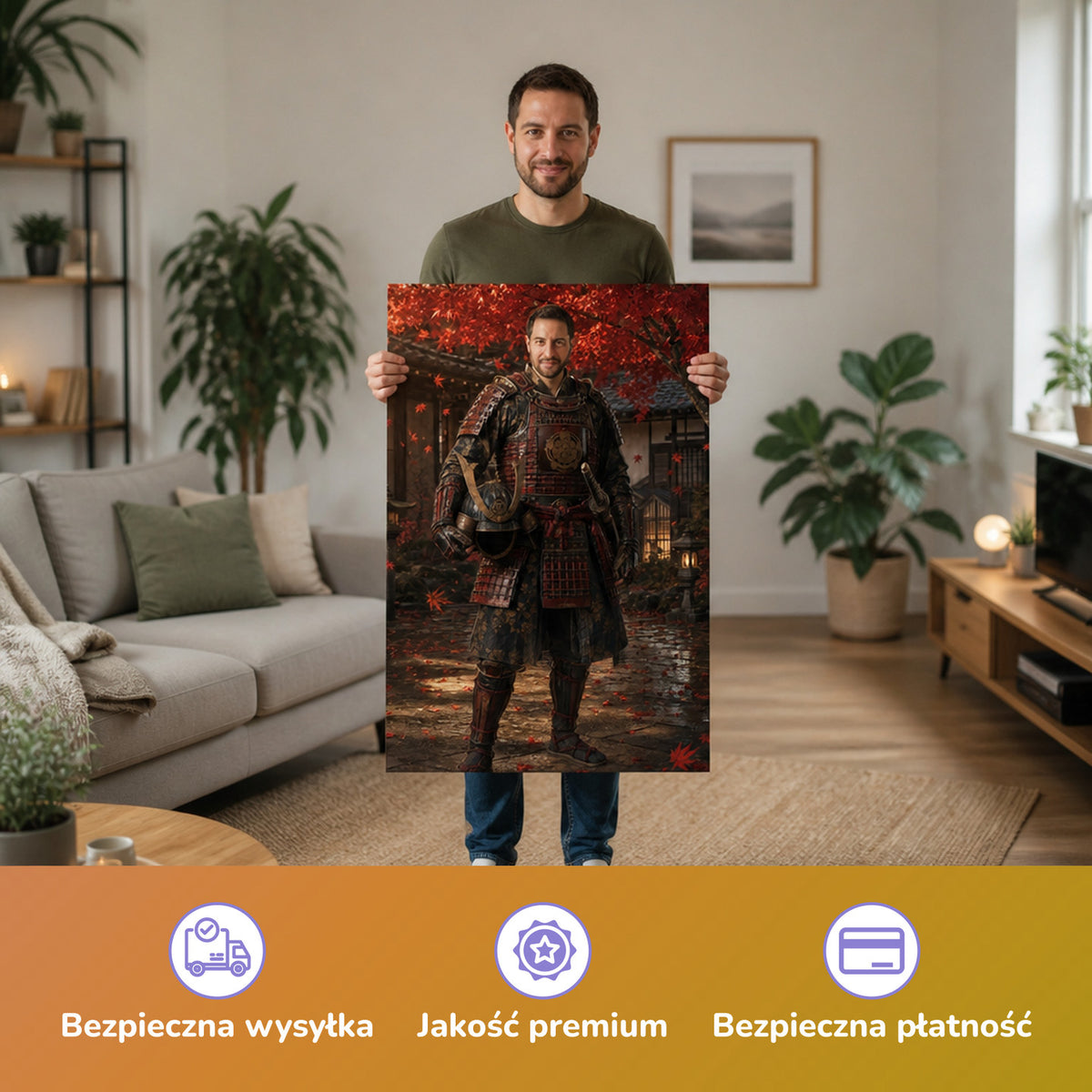 – Mann hält das gedruckte Poster