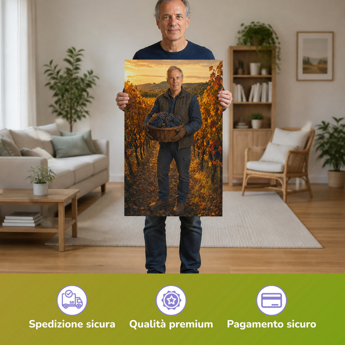 – Mann hält das gedruckte Poster