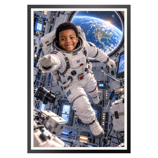 Astronaut in der Raumstation – Poster an der Wand