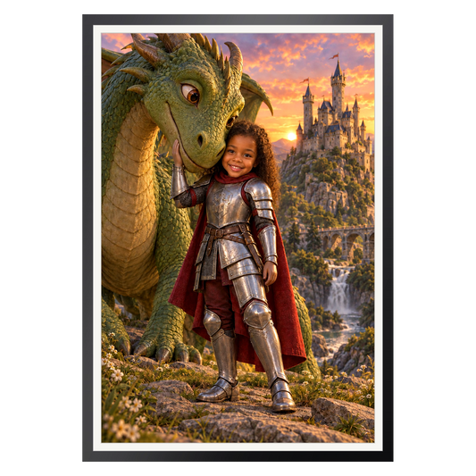 Die Ritterin und der Drache – Poster an der Wand