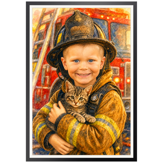Feuerwehr zur Rettung | Special-Edition "Aquarell" – Poster an der Wand