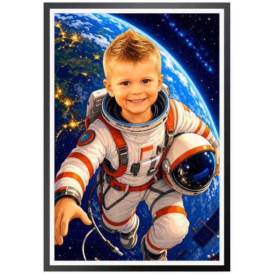 Schwebender Astronaut | Special-Edition "Cartoon" – Poster an der Wand