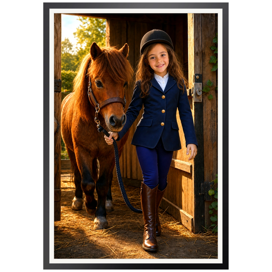 Erster Ausritt am Stall – Poster an der Wand