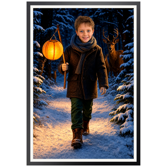 Laterne im Winterwald – Poster an der Wand