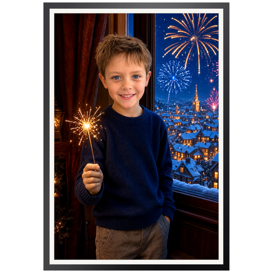 Silvester mit Wunderkerze – Poster an der Wand
