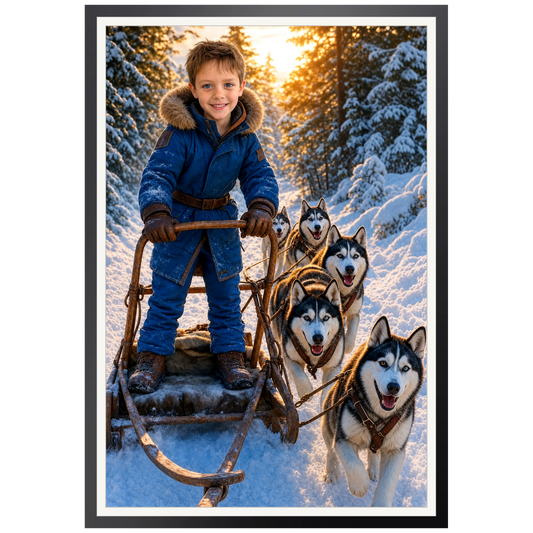 Mit dem Huskyschlitten – Poster an der Wand
