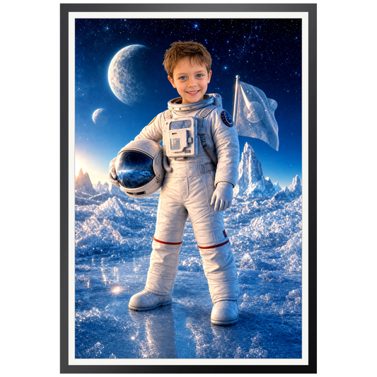 Astronaut auf dem Eisplaneten – Poster an der Wand