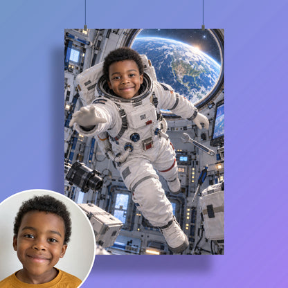 Astronaut in der Raumstation – Poster an der Wand