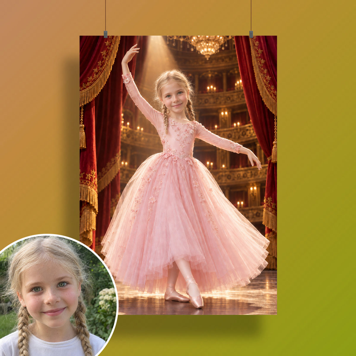 Ballerina auf der großen Bühne – Poster an der Wand