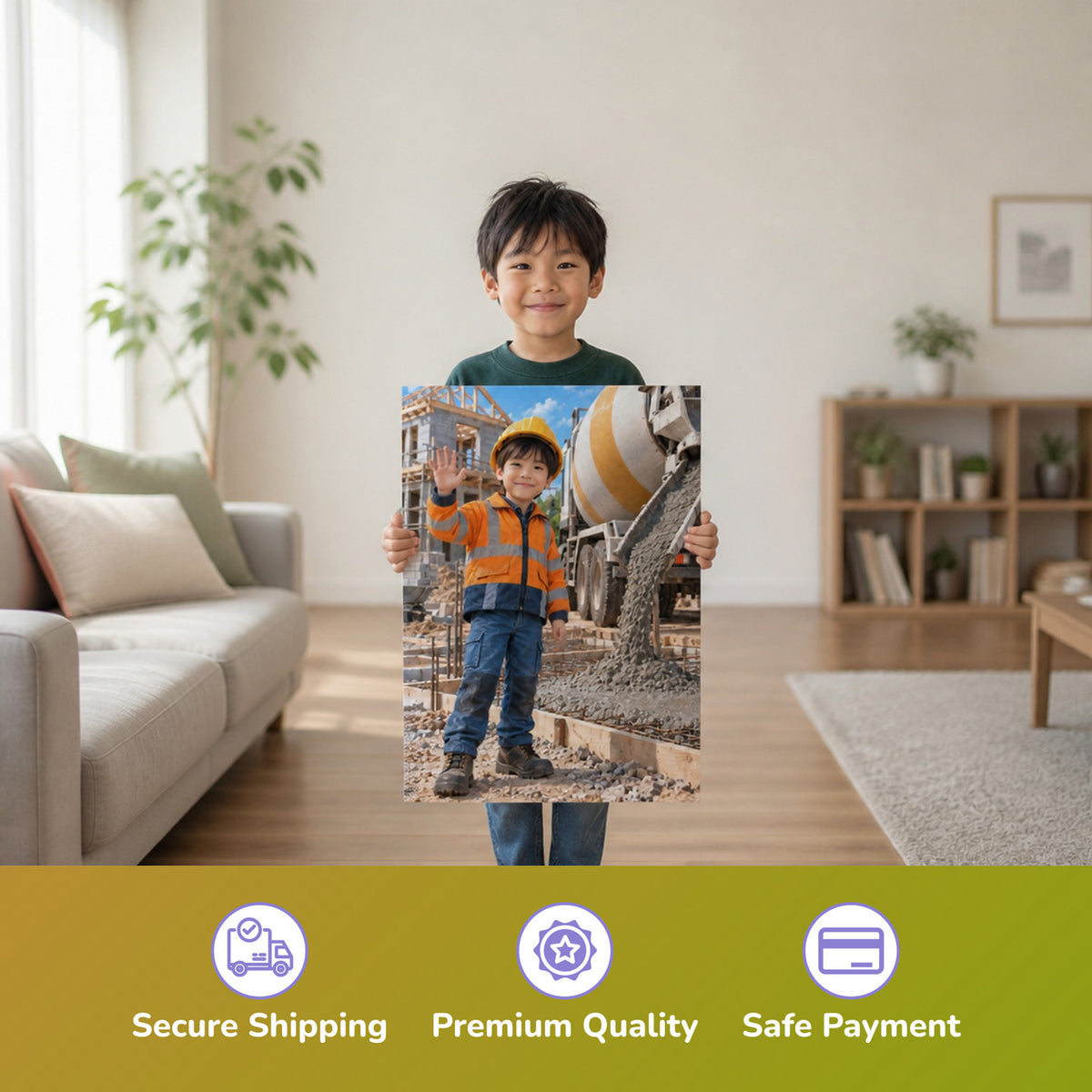 The Concrete Mixer – boy holding the printed poster