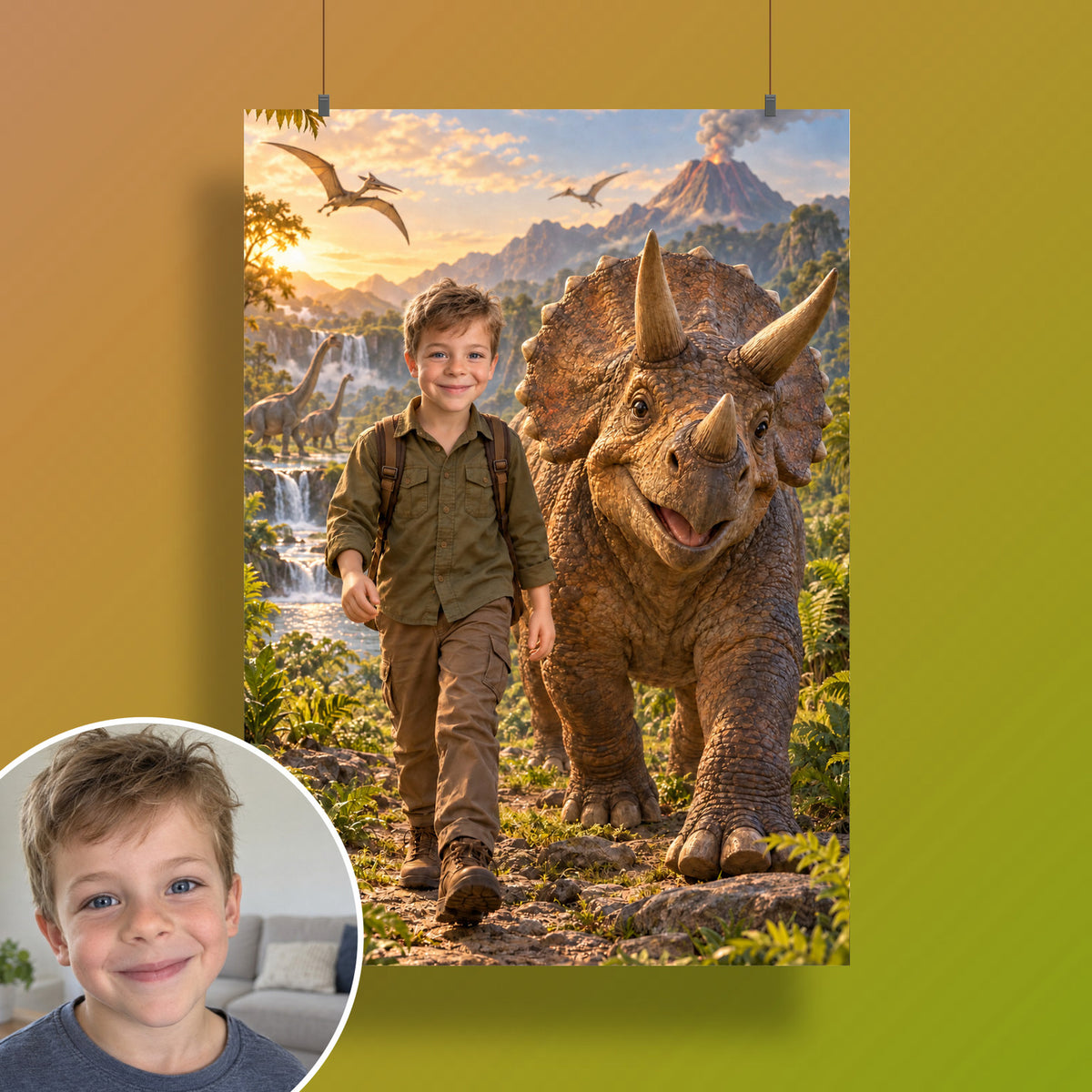 Unterwegs mit dem Triceratops – Poster an der Wand