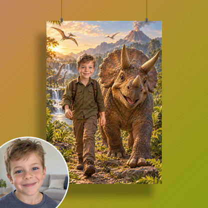 Unterwegs mit dem Triceratops – Poster an der Wand
